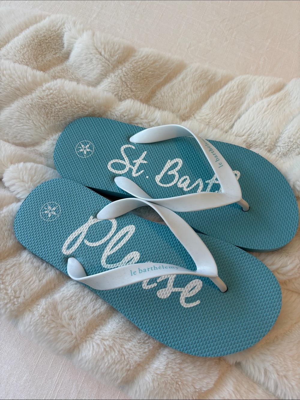 St. Barths St. Barth Teal Flip Flop Sandals with White Straps